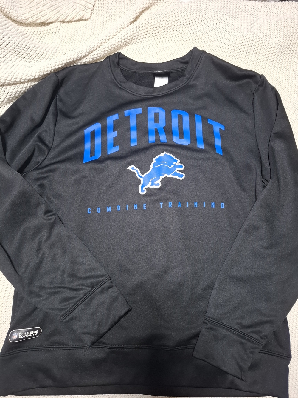 Detroit Combine Training Men's Black Pullover Sweatshirt with Blue Logo
